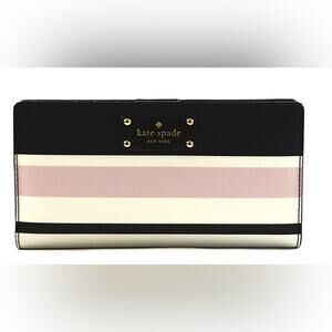 Kate Spade Women's Stacy Grove Street Classic Stripe Leather Wallet, Black Multi